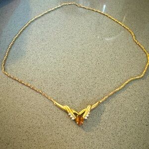 Vintage genuine topaz and diamond choker set in 14k yellow gold